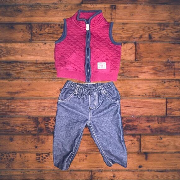5 for $25🔥Carter's Vest & Jeans Set Baby Size 6 Months - Picture 1 of 5